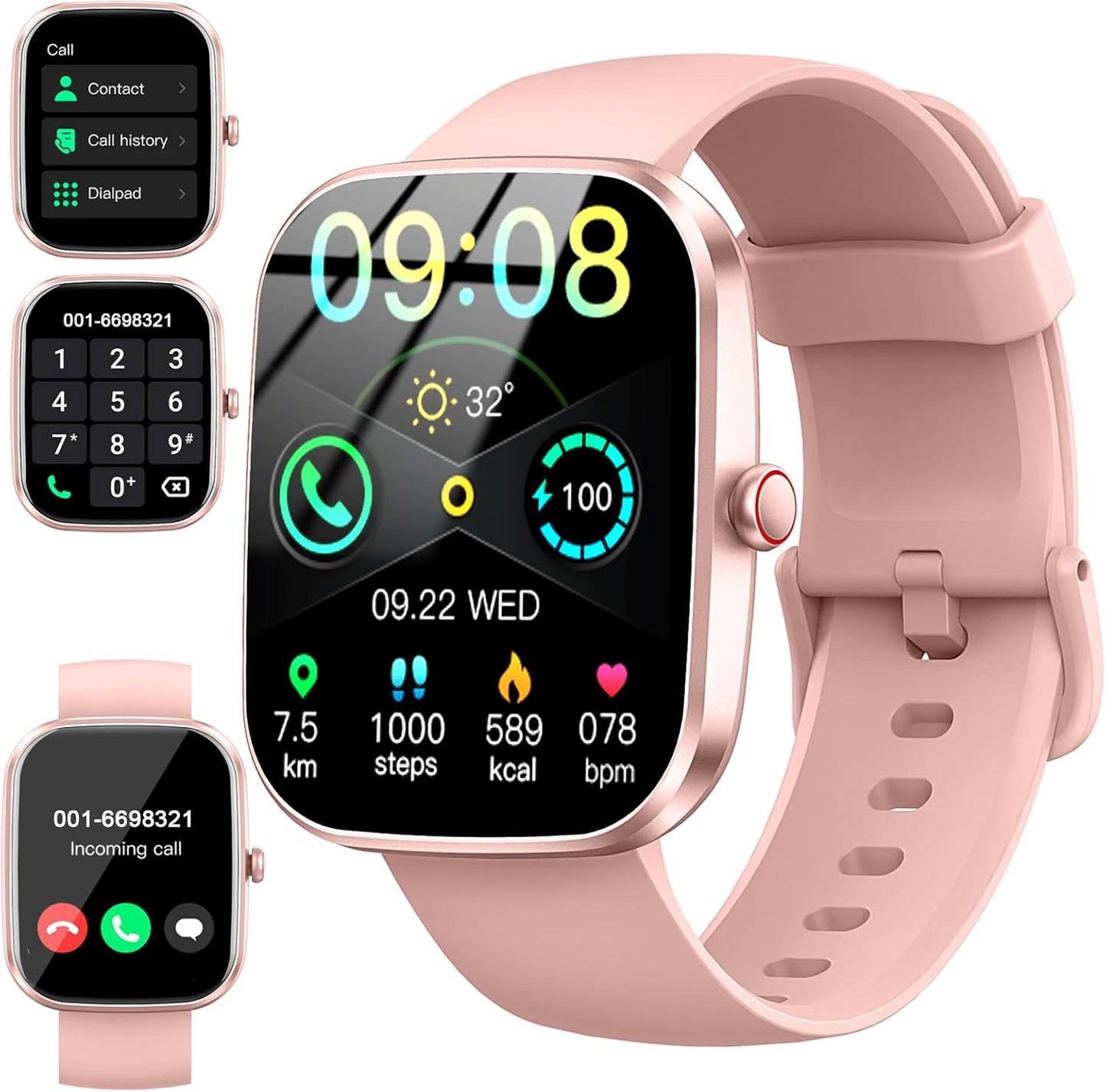 Smart Watch(Answer/Make Call), 1.91" Smartwatch for Men Women, NEW Fitness Watch with 110+ Sport Modes, Fitness Activity Tracke with Pedometer/Sleep Monitor/Heart Rate/Ip68 Waterproof, for Android Ios
