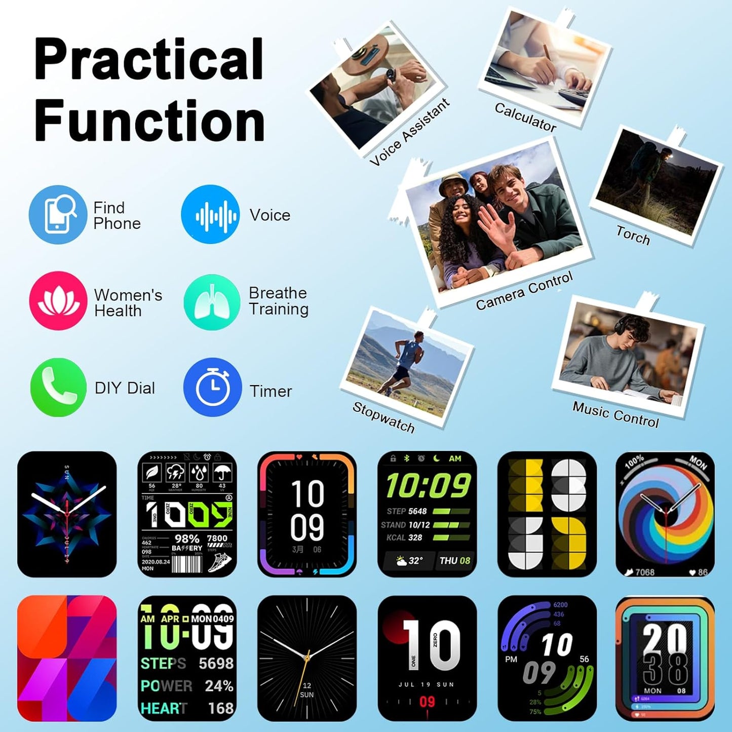 Smart Watch(Answer/Make Call), 1.91" Smartwatch for Men Women, NEW Fitness Watch with 110+ Sport Modes, Fitness Activity Tracke with Pedometer/Sleep Monitor/Heart Rate/Ip68 Waterproof, for Android Ios