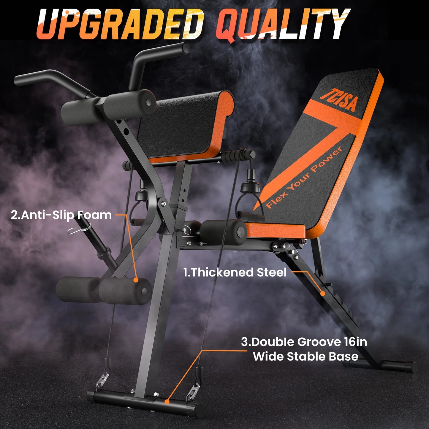 Transform Your Home Workouts with the TCISA Adjustable Weight Bench - Ultimate Versatility for Muscle Building with Leg Extension and Preacher Curl Pad