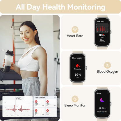 Fitness Tracker Watch with Heart Rate Blood Oxygen Sleep Monitor, IP68 Waterproof Smart Watches, Step Calorie Counter Activity Trackers and Smartwatches for Women Men