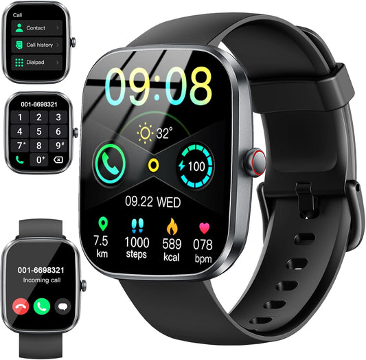 Smart Watch(Answer/Make Call), 1.91" Smartwatch for Men Women, NEW Fitness Watch with 110+ Sport Modes, Fitness Activity Tracke with Pedometer/Sleep Monitor/Heart Rate/Ip68 Waterproof, for Android Ios