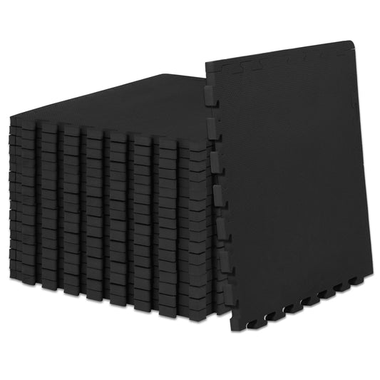 Prosourcefit 1-Inch Exercise Puzzle Mat, Black, 72 Square Feet - 18 Tiles
