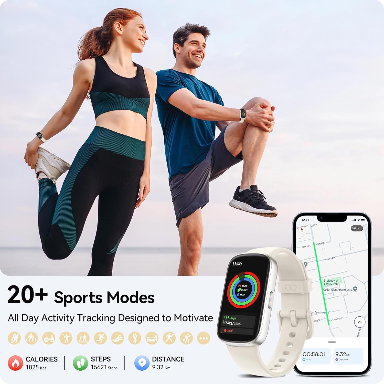 Fitness Tracker Watch with 24/7 Heart Rate Blood Oxygen Sleep Monitor, IP68 Waterproof Smart Watch, Step Calorie Counter Pedometer Health Activity Trackers and Smartwatches for Men Women